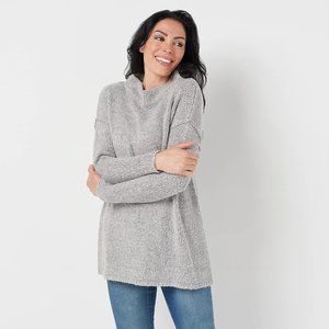 Women's Oversized High neck Sweater - Heather Grey